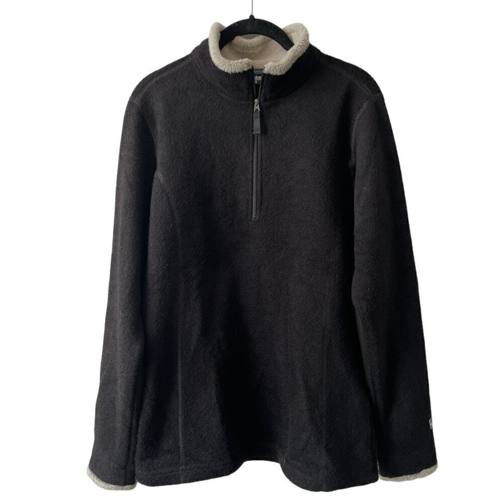 Kuhl Alaska 1/4 Zip Fleece Mock Neck Long Sleeve Pullover Sweater Black Medium